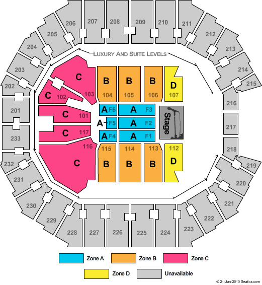 Spectrum Center End Stage Zone Seating Chart